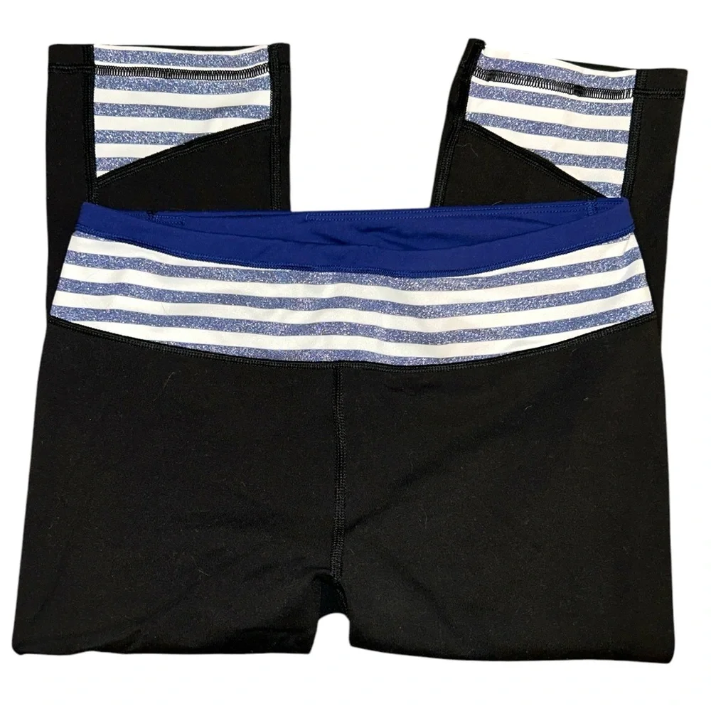 VSX Sexy Sport Sparkly Striped Band Black and Navy Leggings S
